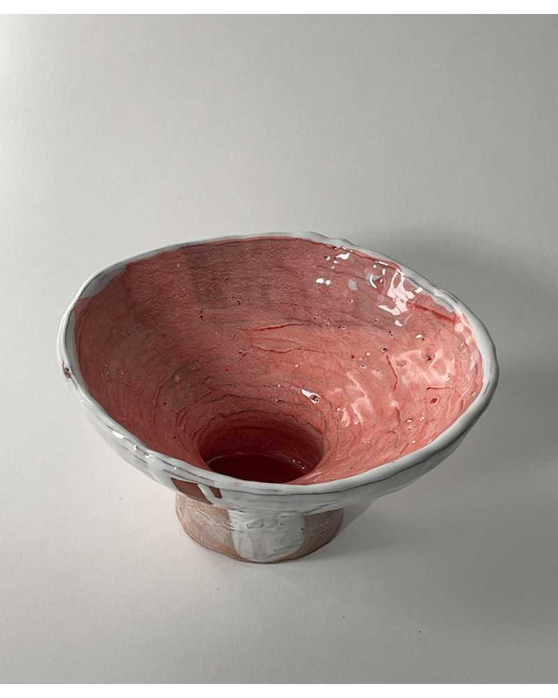 Pink and white salad bowl