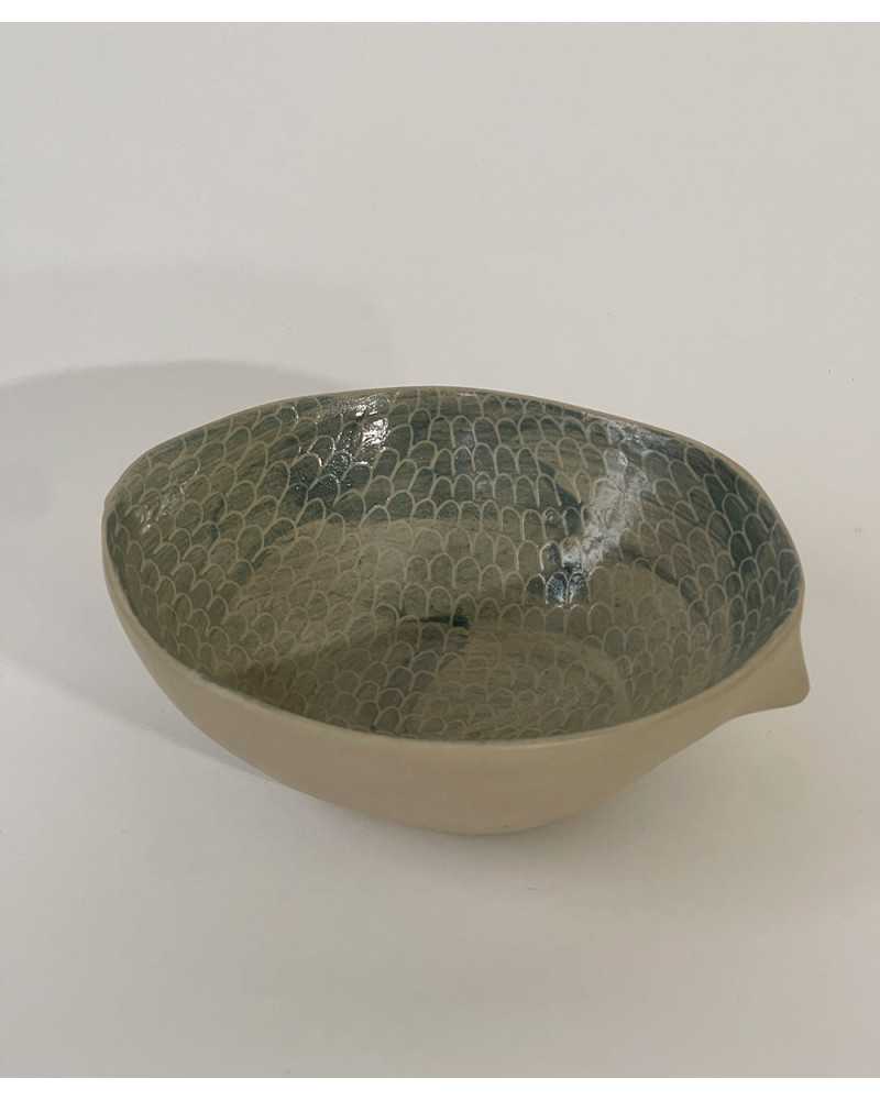 Blue and beige bowl with scales Blue and beige bowl with scales