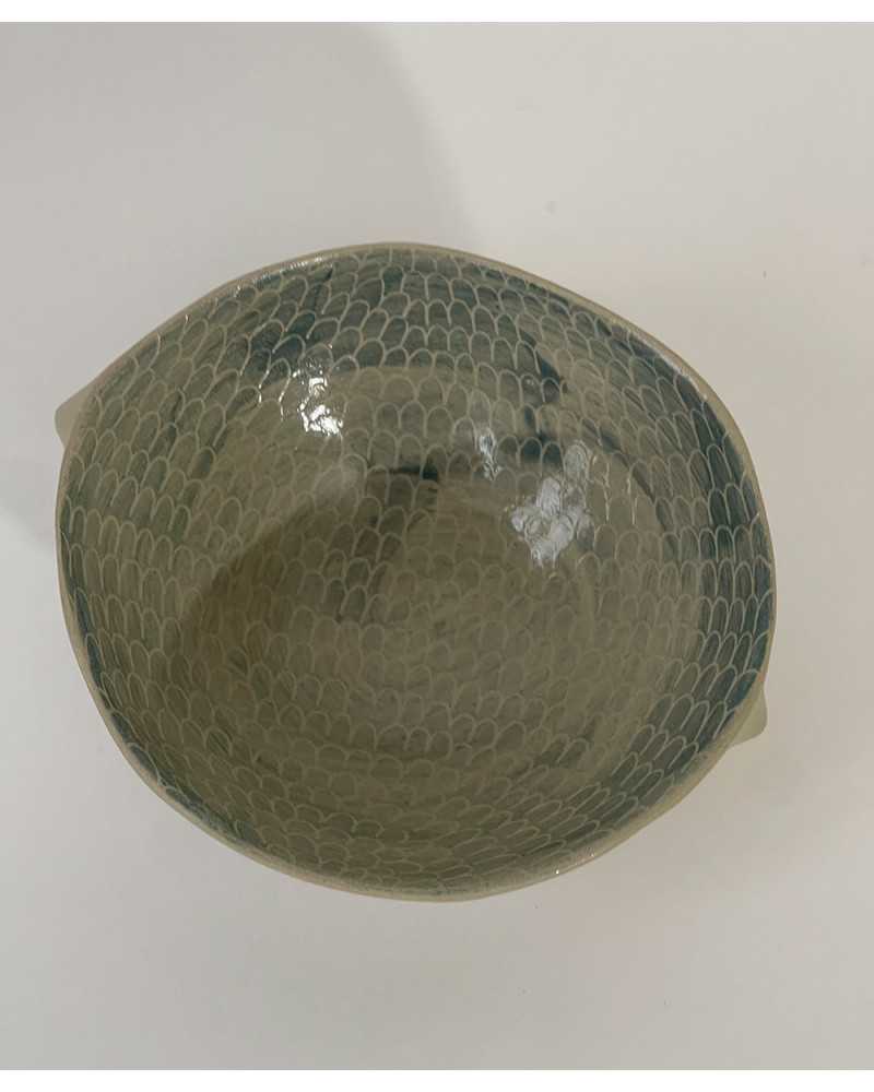 Blue and beige bowl with scales Blue and beige bowl with scales