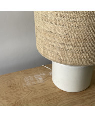 70's turned wooden lamp