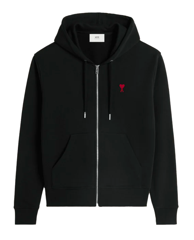 24AW new/AMI PARIS ロゴジップアップフーディー Hoodie Black Black Red Ami De Coeur Zipped Hoodie | AMI PARIS