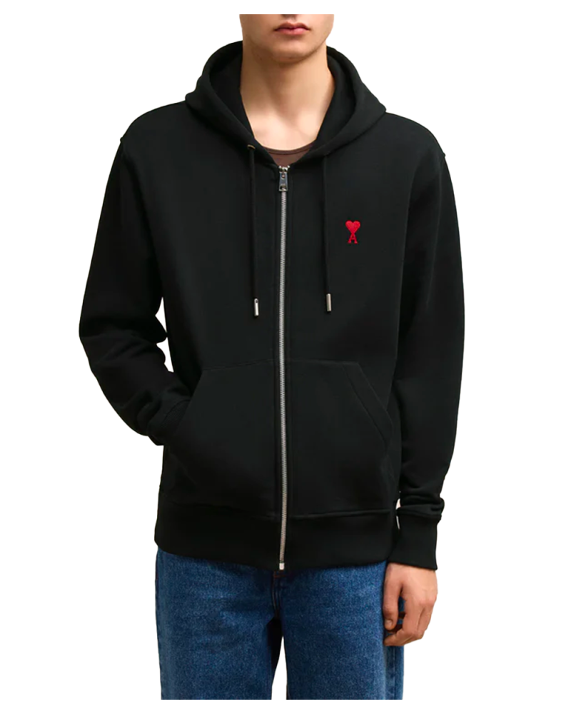 Ami Paris Ami De Coeur zip Hoodie black