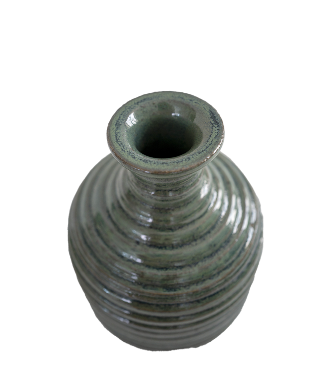 Striated Ball forest green Vase Striated Ball forest green Vase