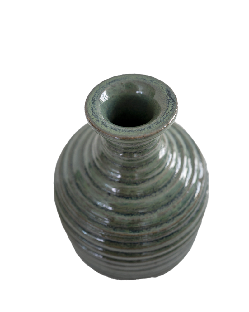 Striated Ball forest green Vase Striated Ball forest green Vase