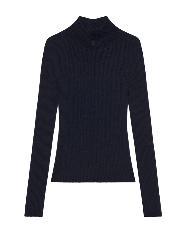 Pull col rond côtelé navy Pull col rond côtelé navy