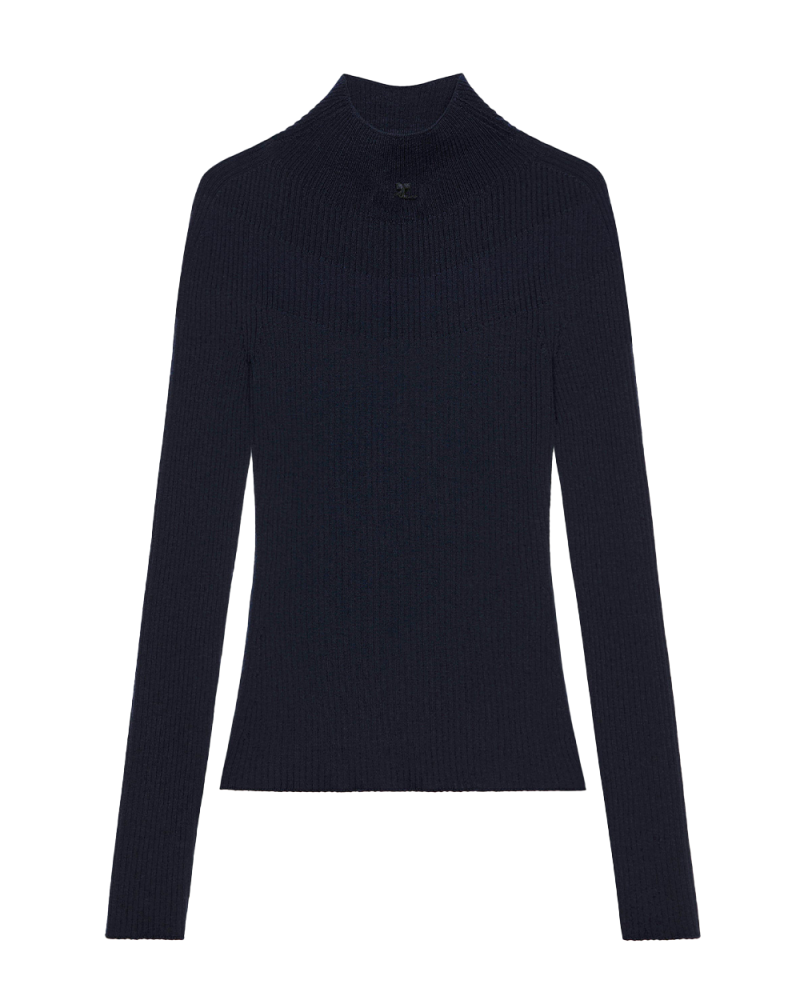 Pull mockneck ribbed navy