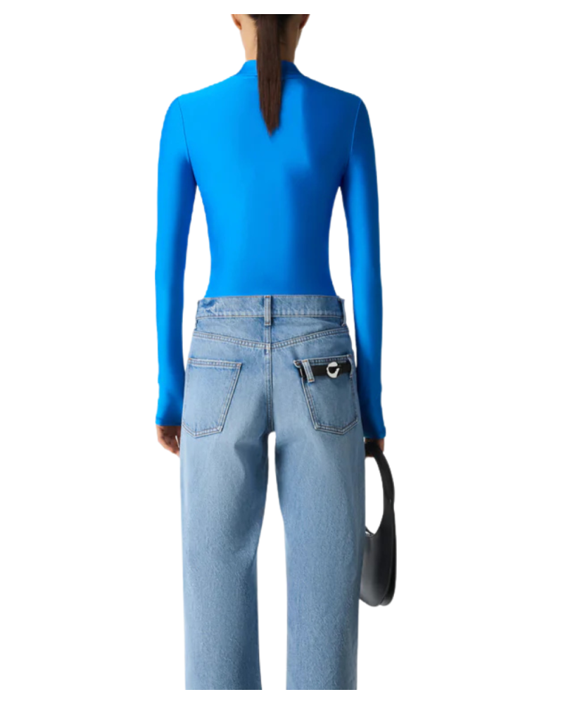 Tight high neck Top sapphire blue