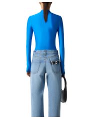 Tight high neck Top sapphire blue