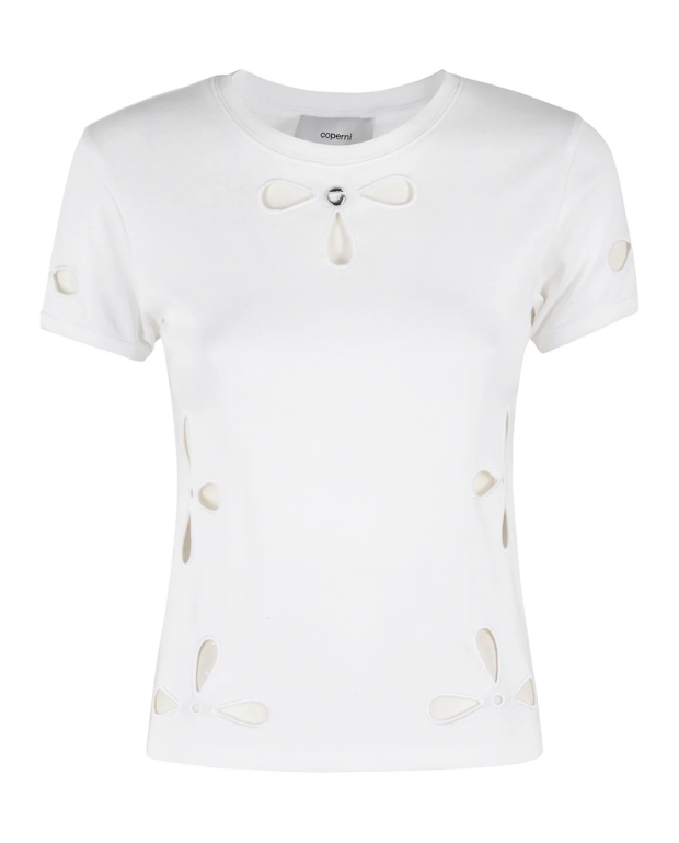 T-shirt Brodé Pétales slim blanc T-shirt Brodé Pétales slim blanc
