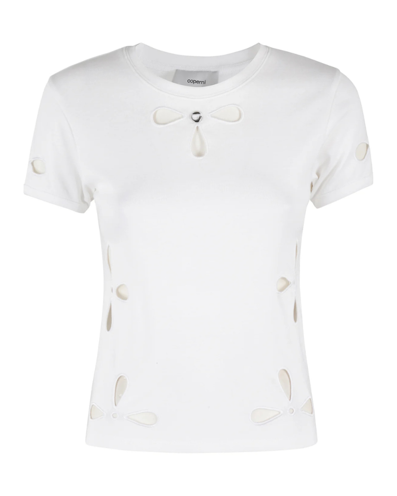 T-shirt Brodé Pétales slim blanc T-shirt Brodé Pétales slim blanc