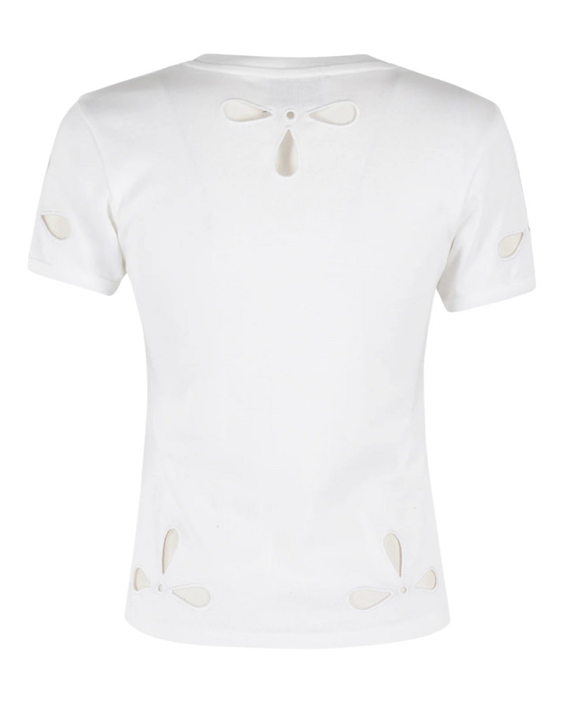 T-shirt Brodé Pétales slim blanc T-shirt Brodé Pétales slim blanc