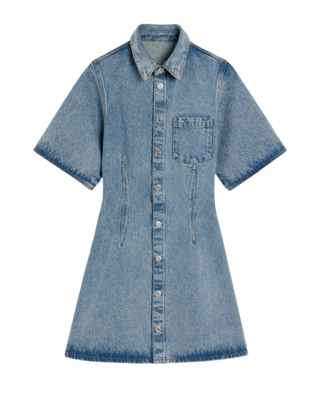 Blue short-sleeved Shirt Dress Blue short-sleeved Shirt Dress