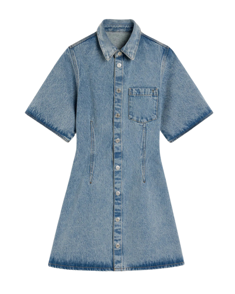 Blue short-sleeved Shirt Dress Blue short-sleeved Shirt Dress