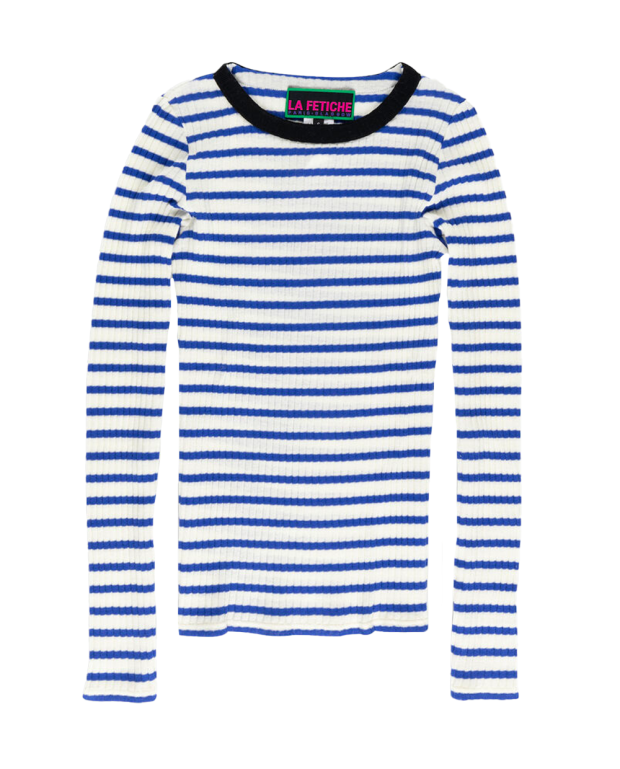 Jackie blue/ecru striped Top