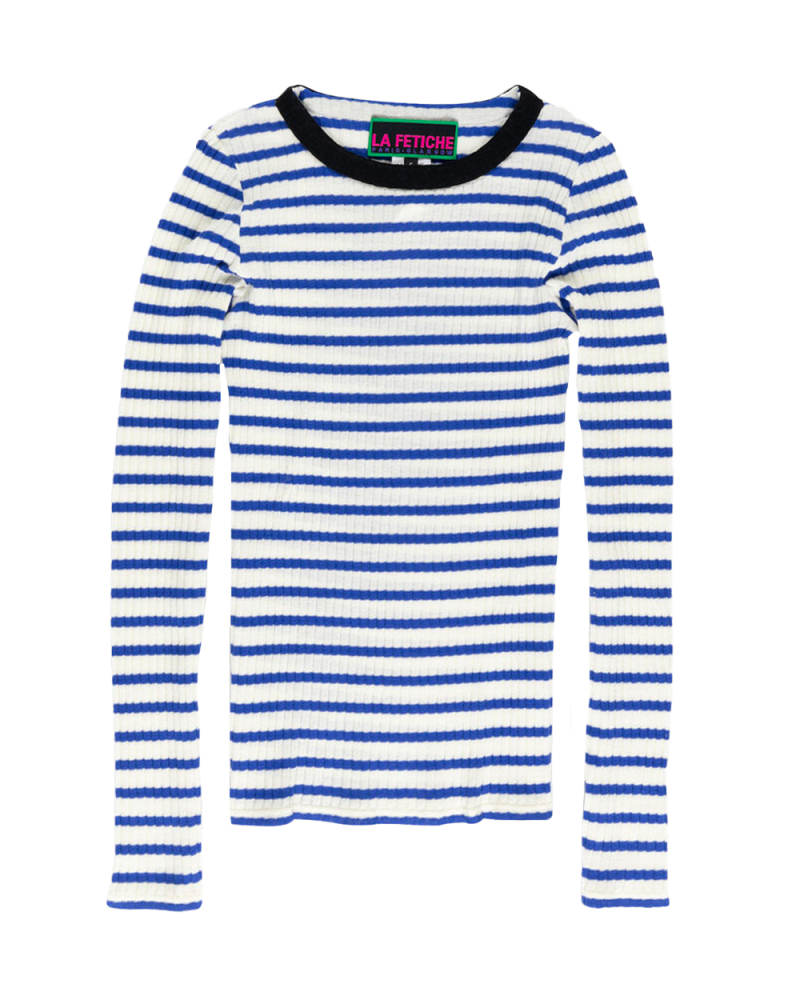 Jackie blue/ecru striped Top Jackie blue/ecru striped Top