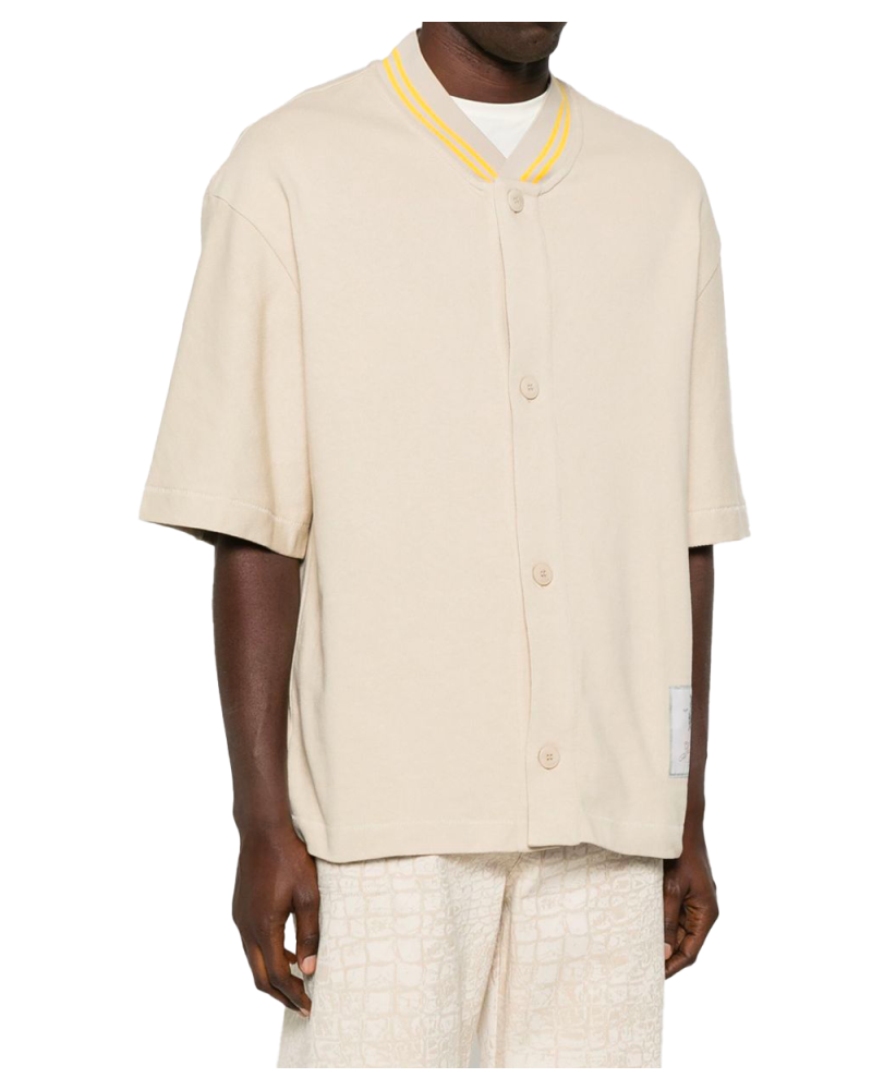 Tシャツ・カットソー JACQUEMUS La Chemise Baseball Short Sleeve Shirt White 255SH Jacquemus La Chemise Baseball ML Shirt | White | FARFETCH