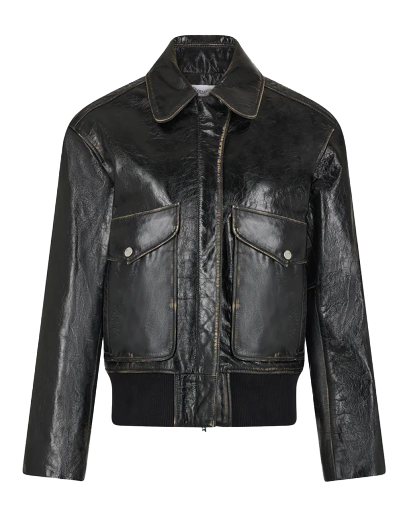 Blouson Aviateur en cuir noir Blouson Aviateur en cuir noir