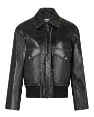 Blouson Aviateur en cuir noir Blouson Aviateur en cuir noir