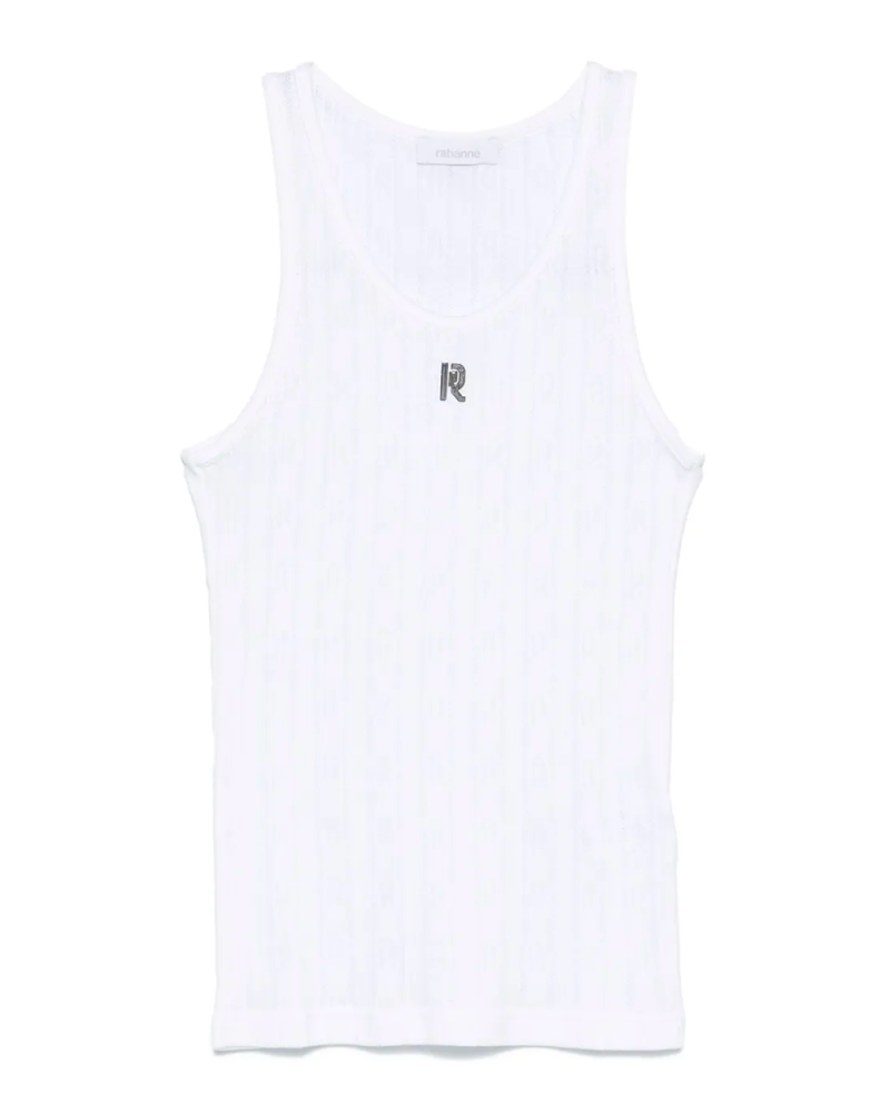 Rabanne White logo Tank Top