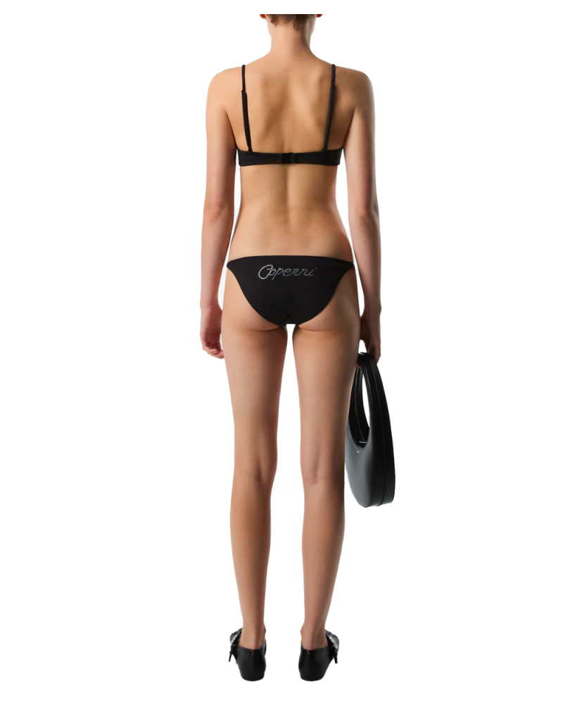 Bas de Bikini avec logo en cristal noir Bas de Bikini avec logo en cristal noir