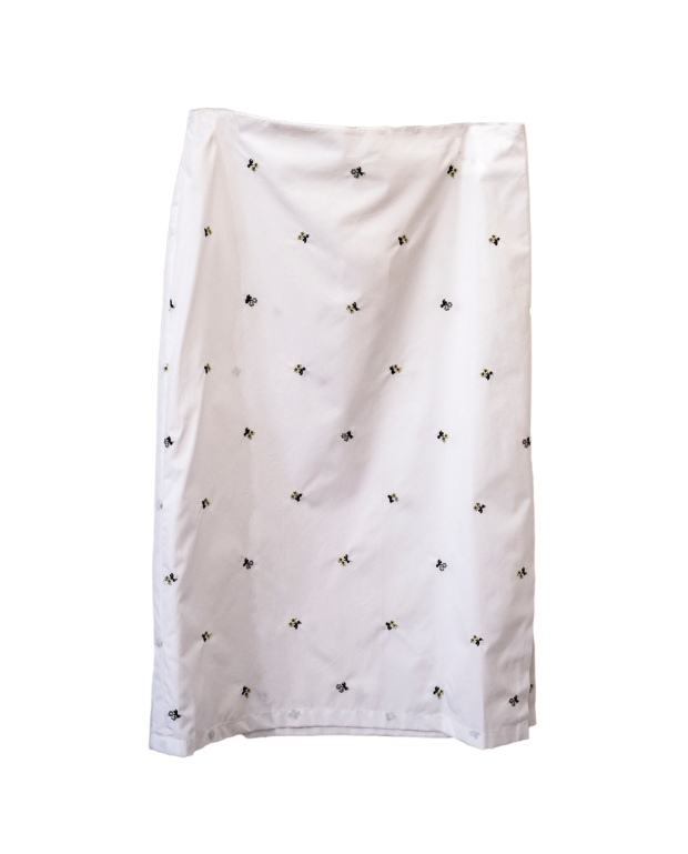 Floral poplin Skirt white Floral poplin Skirt white