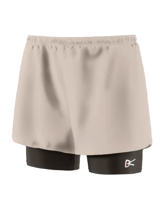 Short de trail doublé kaki/ brun ardoise Short de trail doublé kaki/ brun ardoise