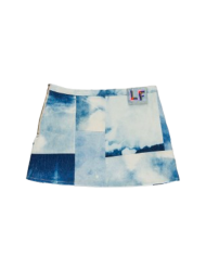 Jupe Mini Thelma en patchwork denim bleu Jupe Mini Thelma en patchwork denim bleu