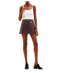 Reedition vinyl Mini Skirt chocolate