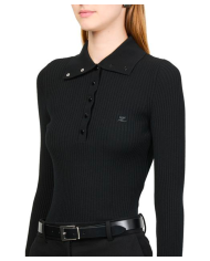 Polo côtelé classique noir