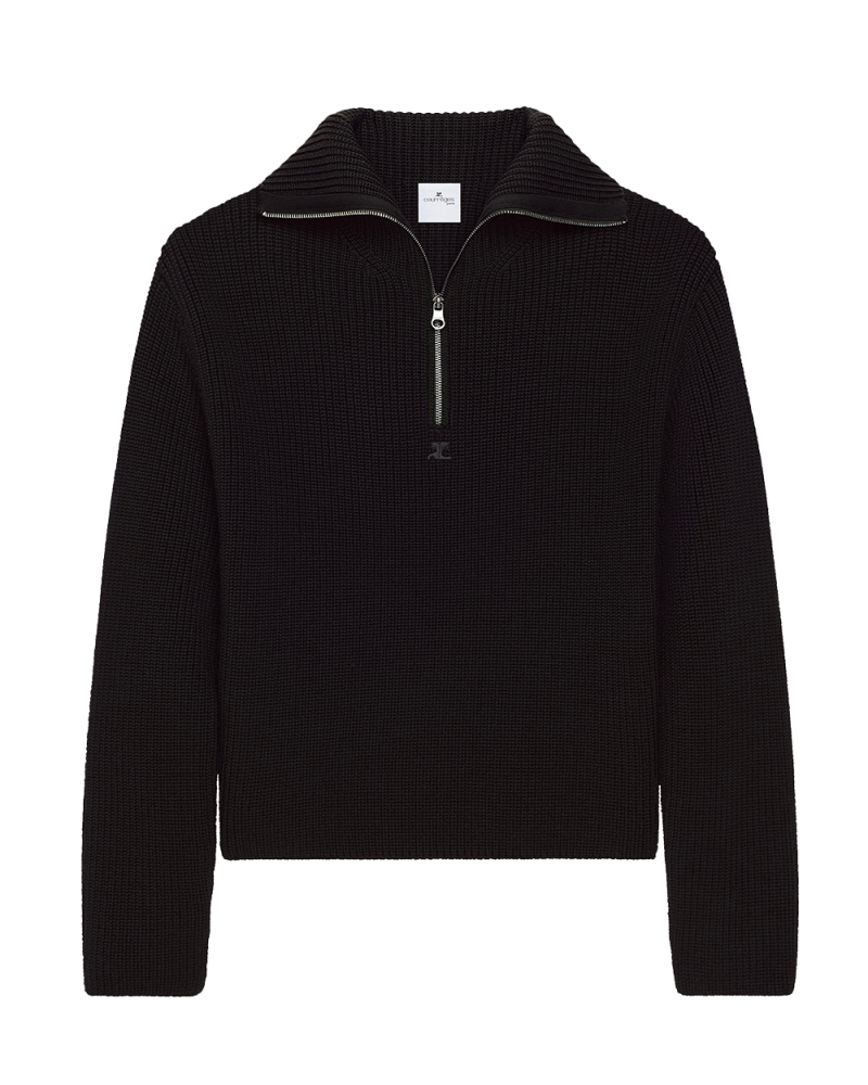 Ribbed wool Trucker Sweater black Ribbed wool Trucker Sweater black