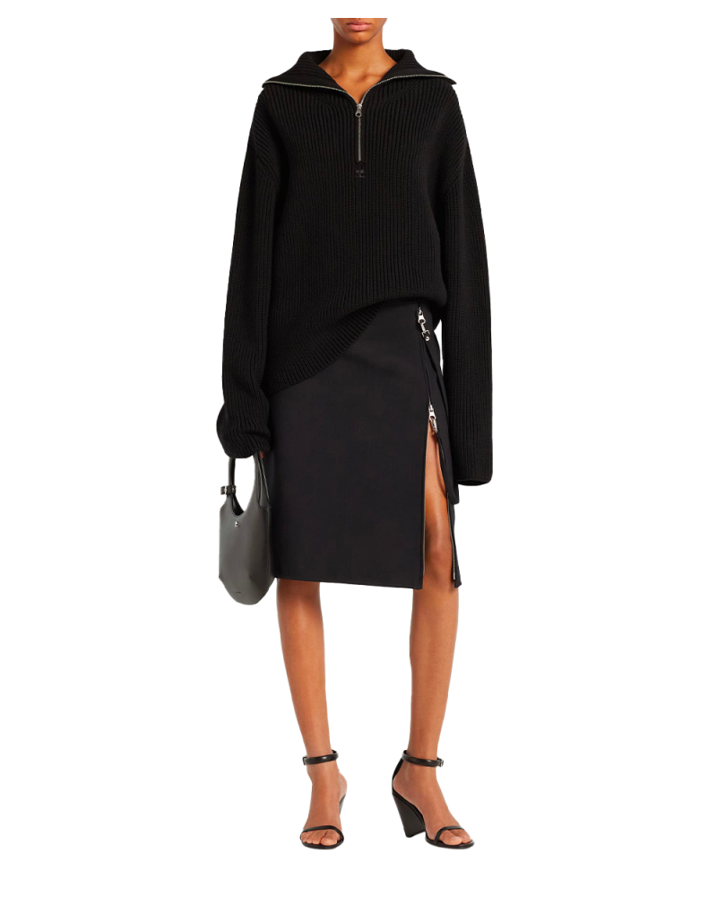 Ribbed wool Trucker Sweater black Ribbed wool Trucker Sweater black