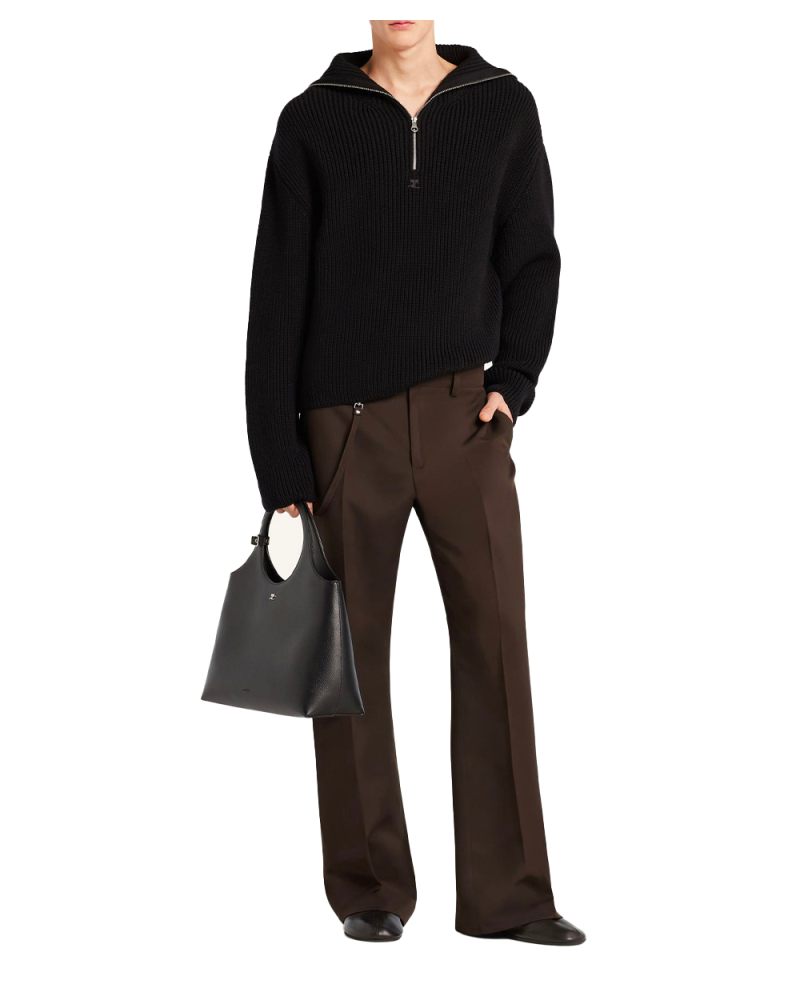 Ribbed wool Trucker Sweater black Ribbed wool Trucker Sweater black