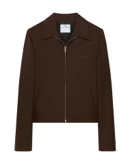 Embroidered zipped Twill Jacket chocolate Embroidered zipped Twill Jacket chocolate