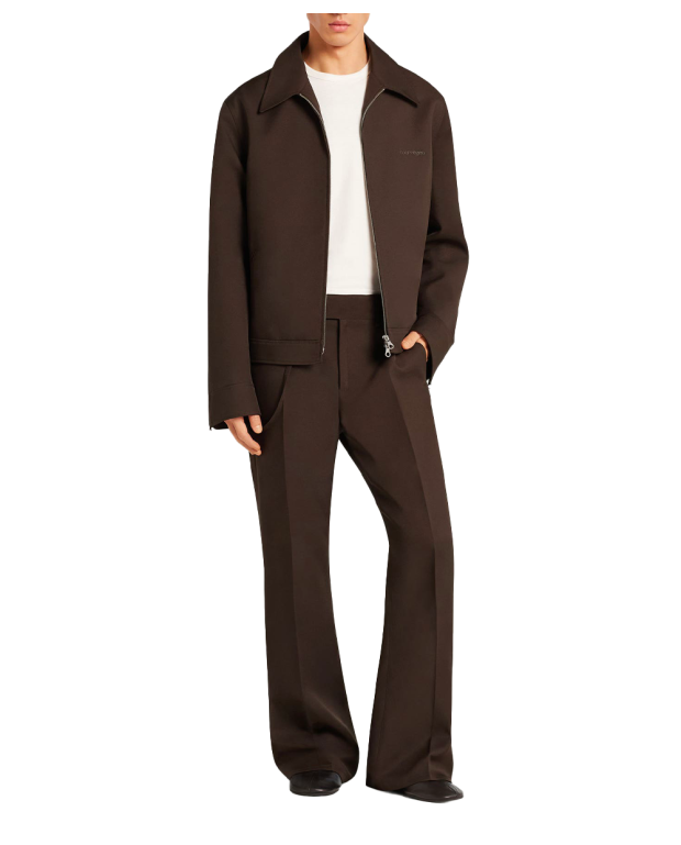 Embroidered zipped Twill Jacket chocolate Embroidered zipped Twill Jacket chocolate