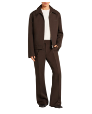 Embroidered zipped Twill Jacket chocolate Embroidered zipped Twill Jacket chocolate