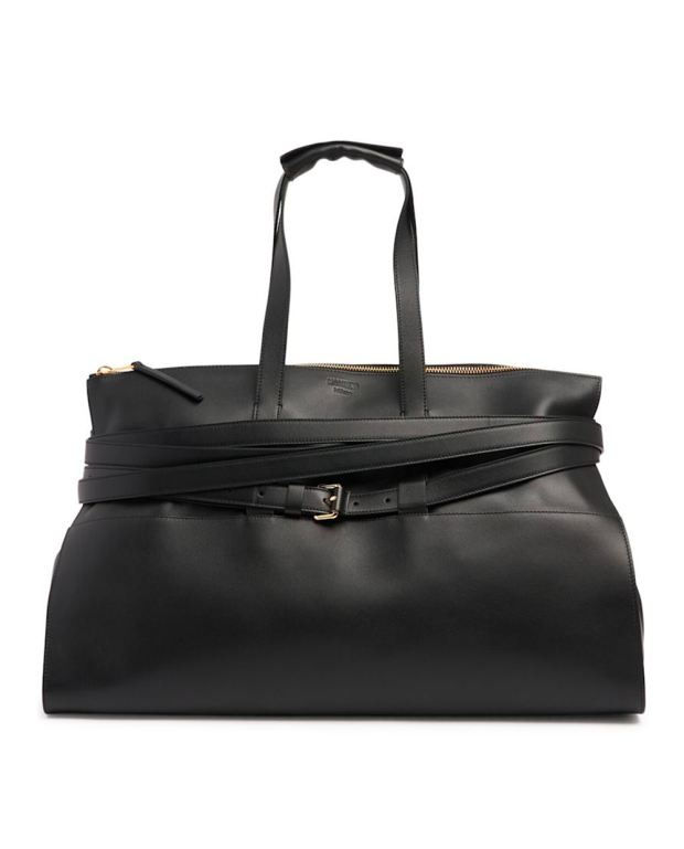 Sac Boston Tie Me en cuir noir