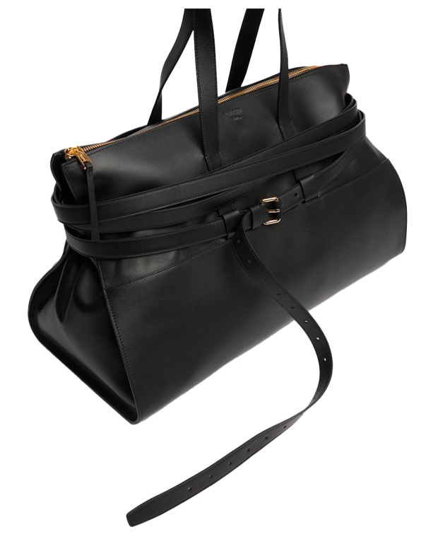 Sac Boston Tie Me en cuir noir