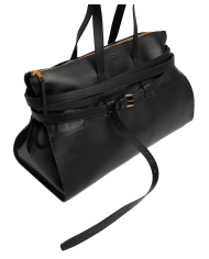 Sac Boston Tie Me en cuir noir