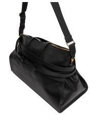 Sac Boston Tie Me en cuir noir