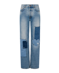 Pantalon en denim patchwork bleu Pantalon en denim patchwork bleu