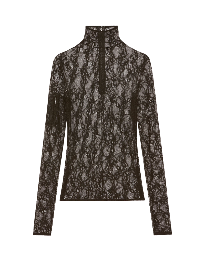 Top Col montant en dentelle noir