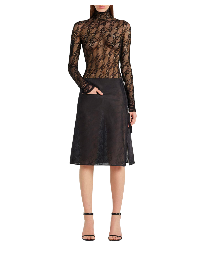 Top Col montant en dentelle noir