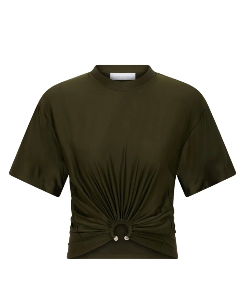 Tee Shirt cropped en viscose kaki Tee Shirt cropped en viscose kaki