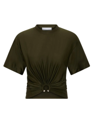 Tee Shirt cropped en viscose kaki Tee Shirt cropped en viscose kaki