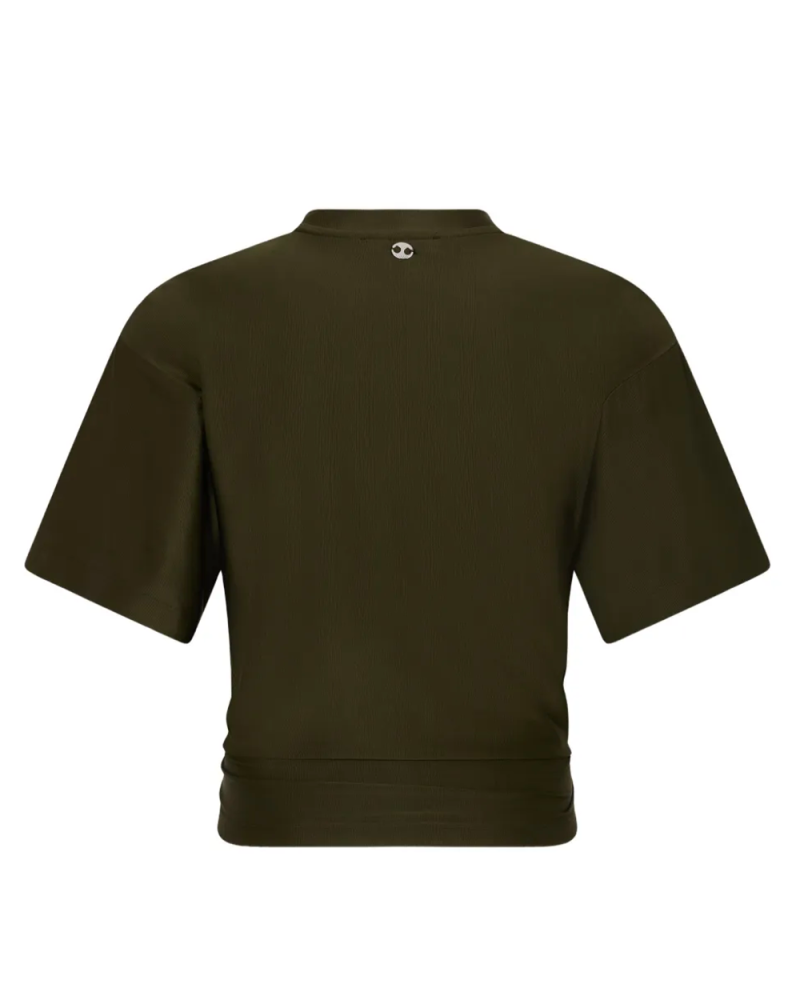 Tee Shirt cropped en viscose kaki Tee Shirt cropped en viscose kaki