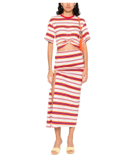 Stripes long Skirt cream/orange