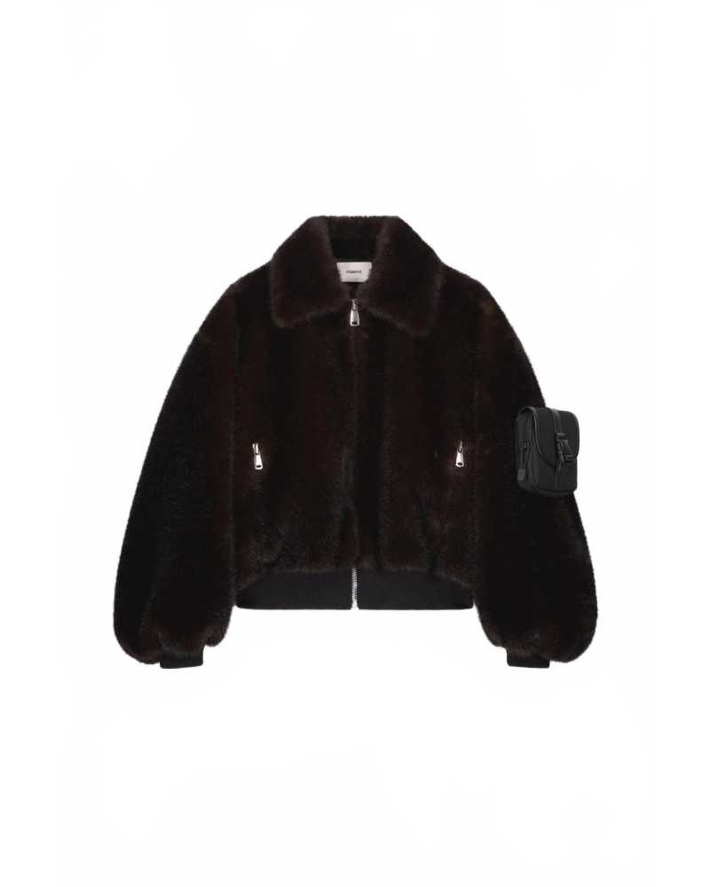 Faux Fur Bomber Jacket - Coperni - Brown Faux Fur Bomber Jacket - Coperni - Brown