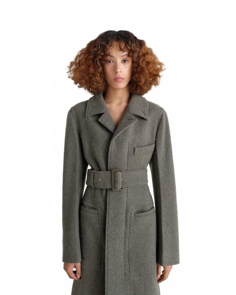 Belted Tailored Coat - Lemaire - Dark Khaki Belted Tailored Coat - Lemaire - Dark Khaki