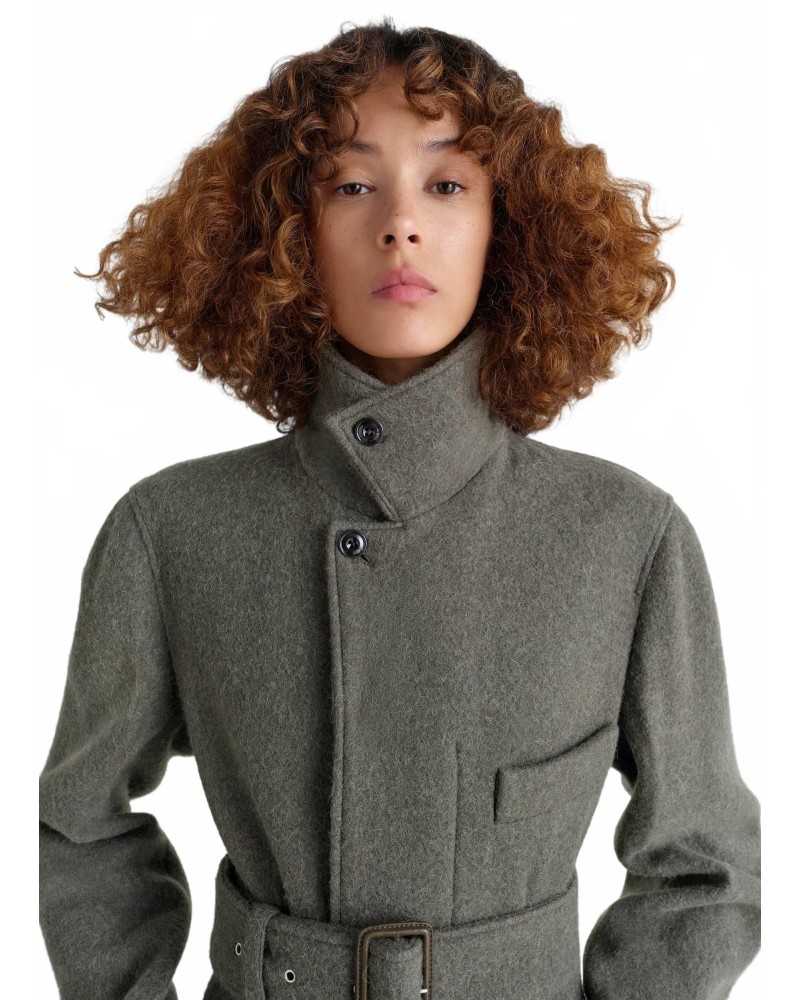 Belted Tailored Coat - Lemaire - Dark Khaki Belted Tailored Coat - Lemaire - Dark Khaki