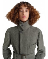 Belted Tailored Coat - Lemaire - Dark Khaki Belted Tailored Coat - Lemaire - Dark Khaki